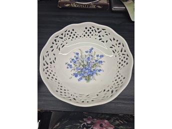 Schumann Germany väggtallrik i porslin – blå blommor, retroporslin 23 cm