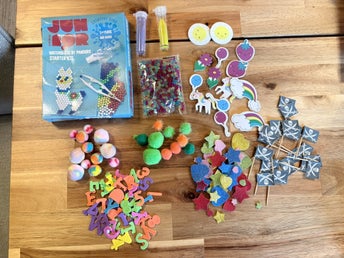 Stort barnpysselpaket – Waterbeads, foamstickers, pompoms, glitter m.m.