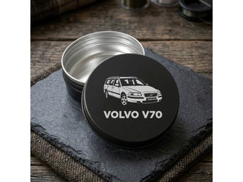 Volvo V70 - Stilren Metallburk / Snusdosa i Aluminium - Praktisk Förvaringsdosa