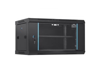 6U väggmonterat serverskåp / nätverksskåp – låsbart glas – 19” rack