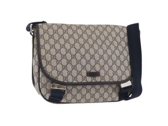 GUCCI GG Supreme axelväska PVC marinblå silver 201732 Äkta 204923A