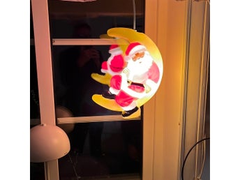 Retro julbelysning, tomte på måne, retro jul