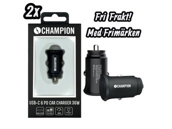 2-Pack Champion USB-C 36W PD Snabbladdare för Bilen