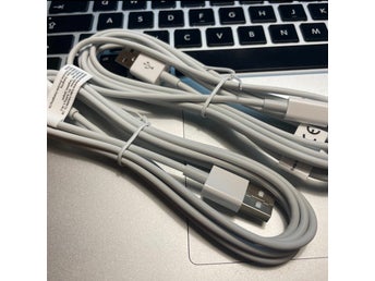 3m iPhone Lightning kabel 2-pack - laddare 3 meter kabel - Vit laddningskabel