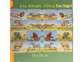 PZB 3026 a&b EAS-logo!: Lejon, vilda djur. HEL-karta bokmärken. 1970tal. 32x25cm