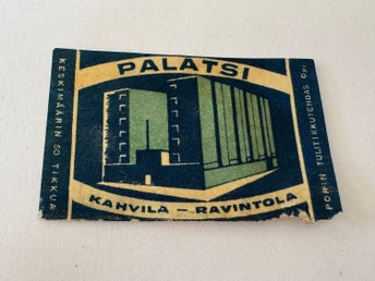 Suomi Finland Tändsticksetikett Palatsi Kahvila Ravintola