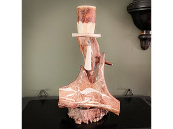 Ljusstake i renhorn. Mycket fint, Samekonst, Taxidermi. Kuriosa