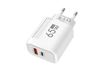 65W snabbladdare med USB-C och USB-A utgångar.