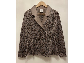 Vintage/Retro! Snygg ljunglila grå blus, kavaj topp. Stl M, 38, 40