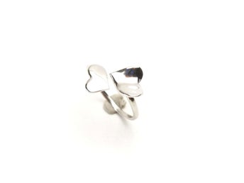 Modern sterling silver ring med hjerter