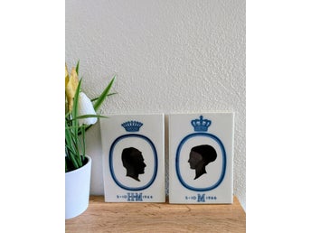 Royal Copenhagen plaketter / kakel / plattor, Margrethe och Henrik 1966