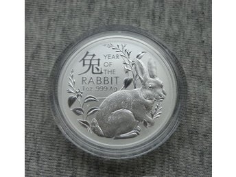 1 OZ 1 $ AUSTRALIA 2023 YEAR OF THE RABBIT LUNAR SILVER .999 ROUND RAM