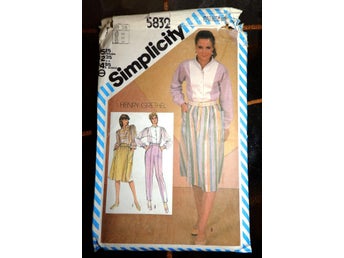 symönster Simplicity 5832 byxa kjol blus Henry Grethel 1982 strlk 38 RETRO