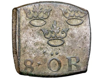 Johan III, Stockholm 8 Öre 1591 - Silvrigt exemplar i exceptionell kvalitet