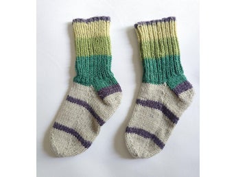 Handstickade raggsockar/yllesockar strl. 19 (innermått 130 mm)