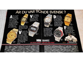 VISA QUARTZ - ÄR DU VAR TIONDE SVENSK?, STOR TIDNINGSANNONS 1987