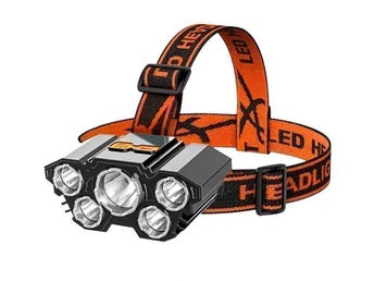 Superstark Pannlampa 5 LED uppladdningsbar
