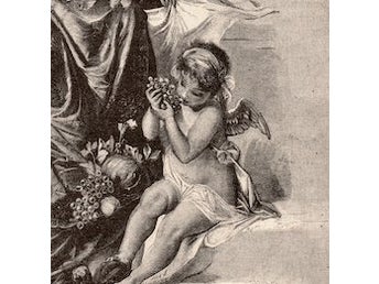 Träsnitt ”Barn äter vindruvor” från 1892