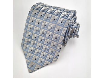 ÄKTA Ermenegildo ZEGNA - Slips Siden Silke Silk Jacquard Grå Silver