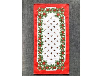 Julduk Tryckt julmotiv 58x 29cm Vintage Retro Duk Löpare 100% bomull Jul