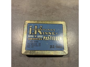 Lidköping Kinne pastiller! Gammal plåtburk / burk i fint vintageskick!