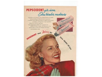 Pepsodent gör även Edra tänder vackrare (annons) 1940-tal