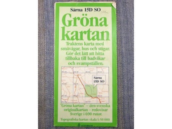 Gröna kartan Särna 15D SO 1:50000 Småvägar hus stigar Svenska originalkartan