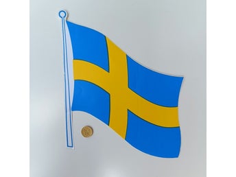 1 st stor svensk flagga. Dekal för husvagn, husbil, lastbil, båt m.m