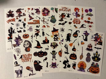 Halloween tatueringar 10 ark, blandade motiv
