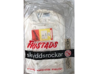 Oanvänd vintage Fristads vit skyddsrock, storlek C 44