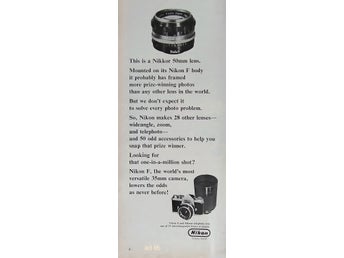NIKON F - NIKKOR 50mm LENS, REKLAMANNONS 1965
