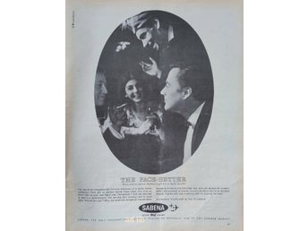 SABENA - BELGIAN WORLD AIRLINES, REKLAM STOR TIDNINGSANNONS 1965