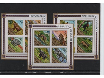 Guinea Rep 1975 Djur 12v i 3 otandade block
