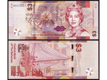 2019 Central Bank of the Bahamas, $3 Three Dollars, Pick-78, UNC