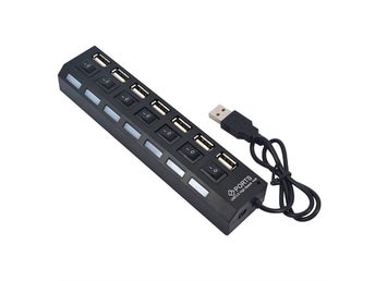 7-Port USB 2.0 High Speed Hub with Individual Power Switches & LED Indicators