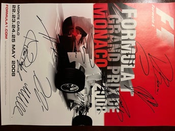 Monaco Grand Prix affisch med autografer