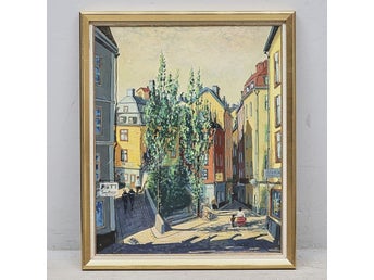 Konst av Knut Haggren - Motiv från Gamla Stan ( Stockholm ) - Oljemålning