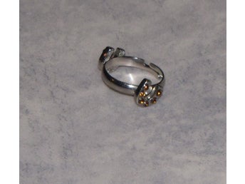 Silvrig ring hästskor orange strass stenar hästsko sko häst rid tjej present