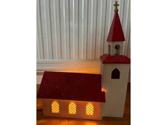 Retro Vintage Julkyrka med fungerande spel och belysning o