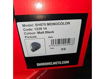 Shiro SH870 Monocolor hjälm, storlek XS