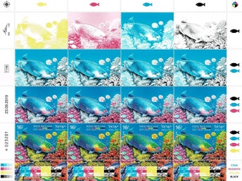 ISRAEL 2020 Mi 2716 KNOGLÄPPLA FISKAR CMYK-FÄRGRTRYCK HELARK **