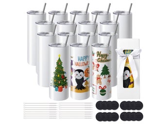 16 Pack Straight Sublimation Tumblers, 20 oz/567 g Blank Tumbler Bulk