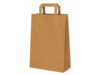 100pcs Flat handle kratf Paper shopping Bag 26x17x33 cm 100pcs