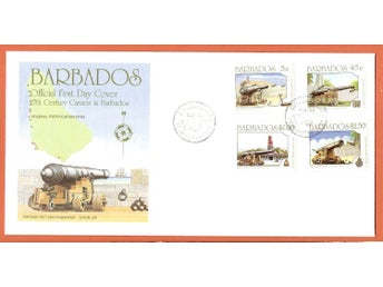 Barbados FDC Kanoner 8.6.93 vinjett svensk kanon