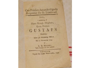 OM PRINSARS DANANDE TILL GODA REGENTER FÖR FIT TIDEVARV. UTG. 1799