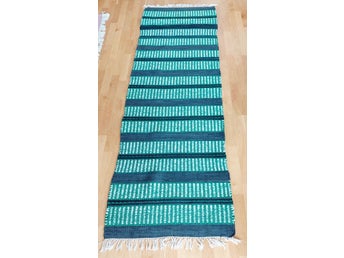 Handvävd trasmatta 236x78 cm+fransar Bomull Supervacker klassisk Oanvänd