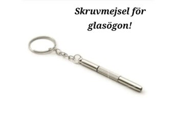 1 st Mini Skruvmejsel för Glasögon, 3-i-1 Multiverktyg med Nyckelring. Metall.