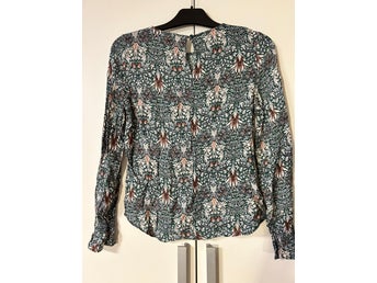 Morris & Co. x H&M grön, vit, brun, rosa blus, storlek EUR 34