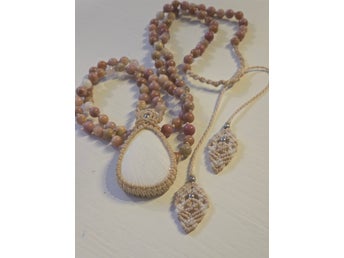 Mala / Halsband makrame - Skolecite - Lepidolite/ rodonite