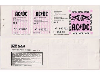 ACDC - unused concert ticket Saint Etienne, France, palais des Expositions, 1982